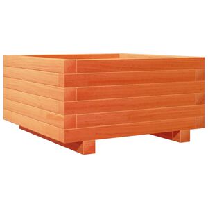 vidaXL Градинска кашпа, восъчнокафява, 50x50x26,5см борово дърво масив