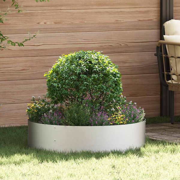 vidaXL Пръстен за саксия Сребрист 80 x 80 x 20 cm Неръждаема стомана