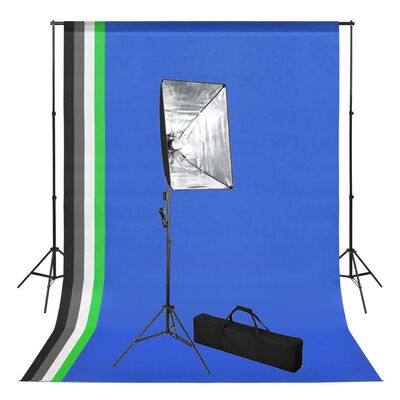 vidaXL Комплект за фото студио с фонове и софтбоксове
