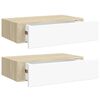 vidaXL Стенни рафтове с чекмеджета 2 бр дъб и бял 40x23,5x10 см МДФ