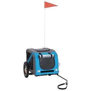 vidaXL Ремарке за колело за любимци син и сив Оксфорд плат и желязо