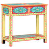 vidaXL Ръчно рисувана конзолна маса, 80x35x75 cм, мангово дърво масив