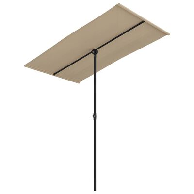 vidaXL Градински чадър с алуминиев прът, 180x110 см, таупе