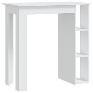 vidaXL Бар маса с рафт, бяла, 102x50x103,5 см, инженерно дърво