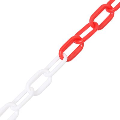 vidaXL Предупредителна верига, червено и бяло, 100 м, Ø6 мм, пластмаса