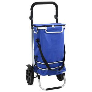 vidaXL Пазарски тролей Синьо 36,5 x 46,5 x 100,5 см Оксфордска тъкан