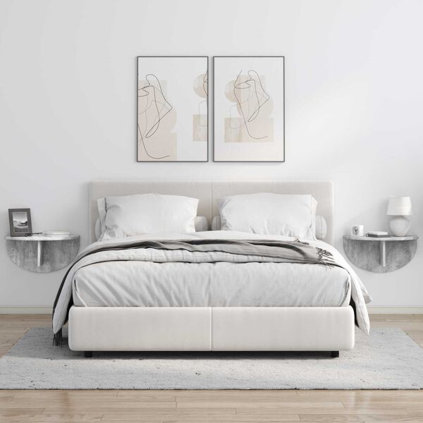 vidaXL Стенен рафт Циментено сиво 48 x 24 x 24 см Инженерно дърво