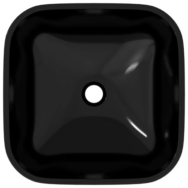 vidaXL Стъклена мивка 42x42x14 см черна