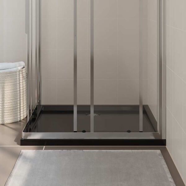 vidaXL Правоъгълно ABS душ корито, черно, 80x90 см