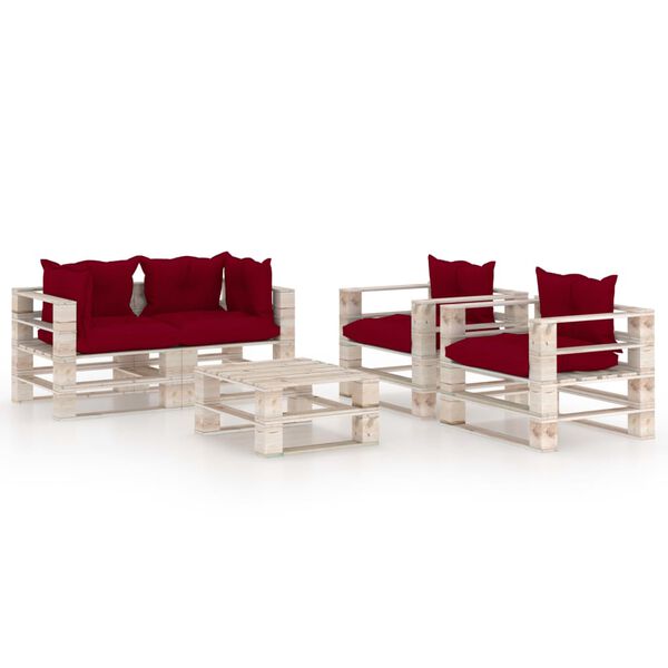 vidaXL Дворен комплект от палети 5 части с възглавници борово дърво