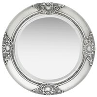 vidaXL Стенно огледало, бароков стил, 50 см, сребристо