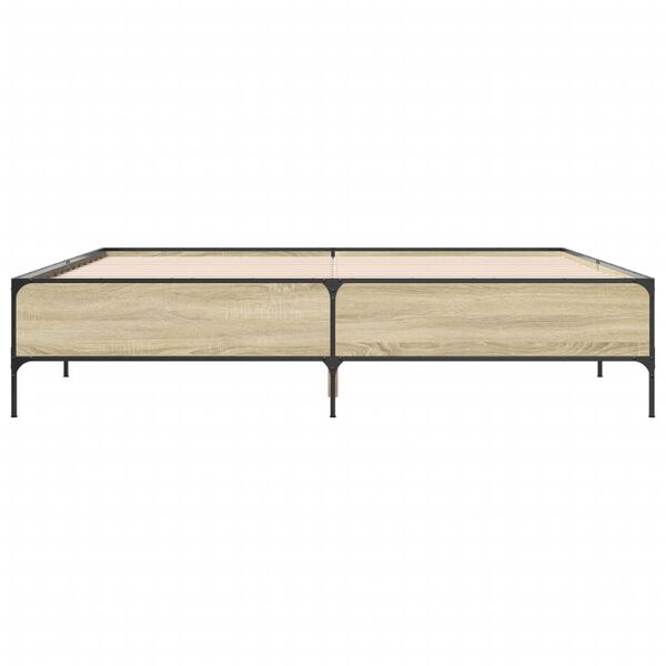 vidaXL Рамка за легло, дъб сонома, 180x200 см, инженерно дърво и метал