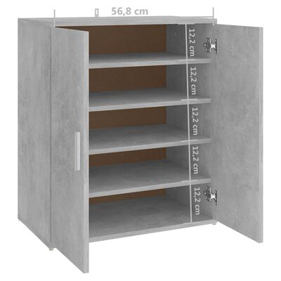 vidaXL Шкаф за обувки, бетонно сив, 60x35x70 см, ПДЧ