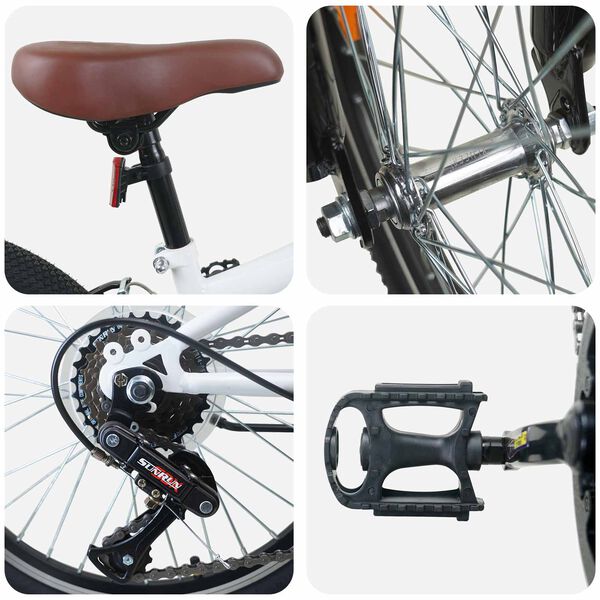 vidaXL Kids Mountain Bike 20 инча 6-Speed за 5-8 години Бяло