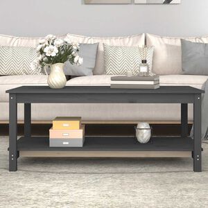 vidaXL Кафе маса, сива, 110x55x45 см, борово дърво масив
