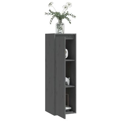 vidaXL Стенен шкаф, сив, 30x30x100 см, бор масив