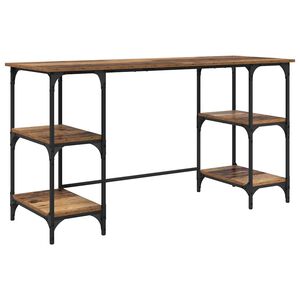 vidaXL Бюро с рафт Старо дърво 140 x 50 x 75 см Инженерно дърво