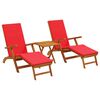 vidaXL Сгъваем и reclining шезлонг 3 бр. Солидно акациево дърво