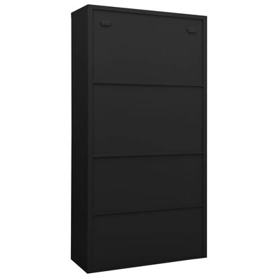 vidaXL Офис шкаф, черен, 90x40x180 см, стомана