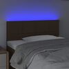 vidaXL LED горна табла за легло, тъмнокафява, 90x5x78/88 см, плат