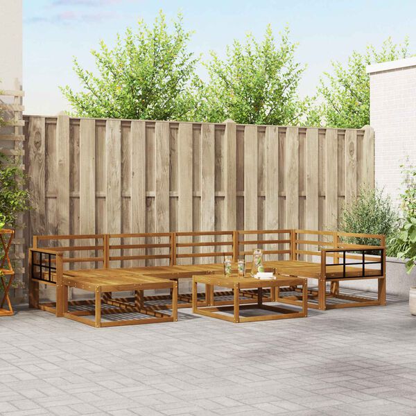 vidaXL Комплект дивани за открито 7 pcs Естествен