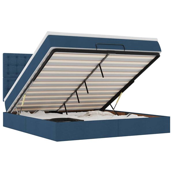 vidaXL Османска легло с матрак, синьо, 160x200 см, плат