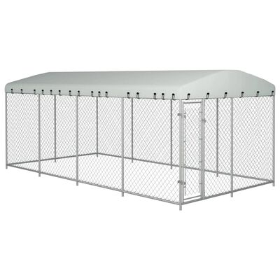 vidaXL Дворна клетка за кучета с покрив, 8x4x2,3 м