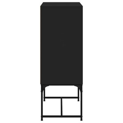 vidaXL Страничен шкаф със стъклени врати, черна, 69x37x100 cm