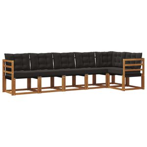 vidaXL Комплект дивани за открито 6 pcs Естествено и черно