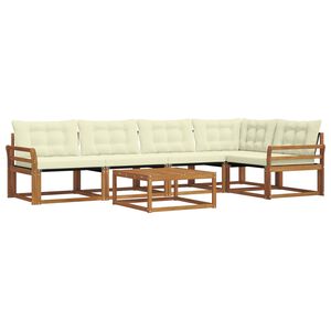 vidaXL Комплект дивани за открито 6 pcs Натурален и Крема