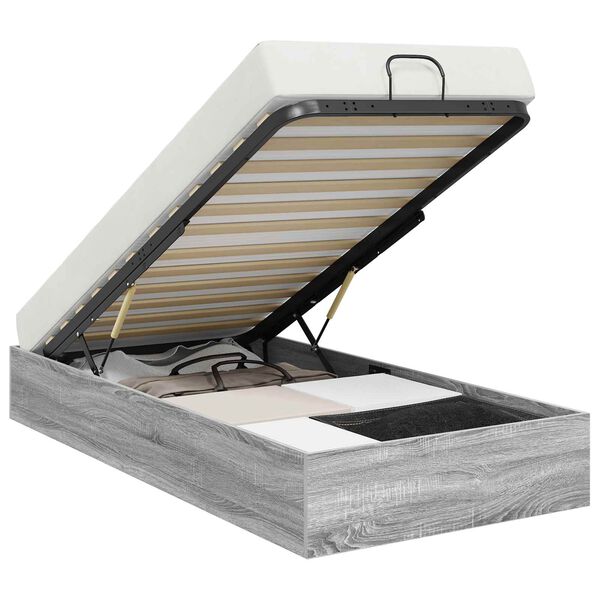 vidaXL Отоманско легло със съхранение Сив Сонома 193 x 120 x 25 см ПДЧ