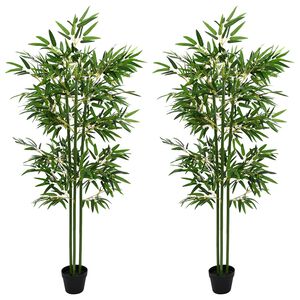 vidaXL Изкуствено бамбуково дърво 2 pcs Зелено 45 x 18 x 175 см