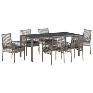 vidaXL Комплект за хранене в градината 7 pcs Сив полиратан