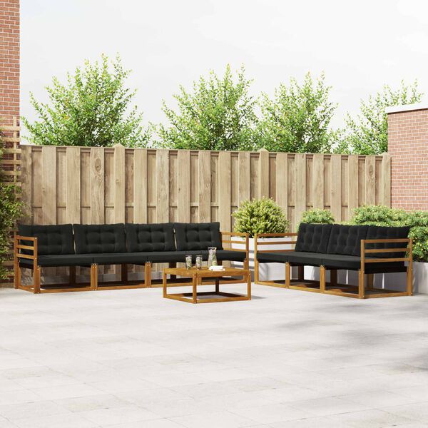 vidaXL Комплект дивани за открито 8 pcs Естествено и черно