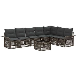 vidaXL Градински Софа Комплект 8 pcs Сиво полиратан