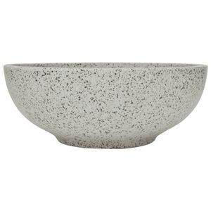 vidaXL Мивка за плот, сива, кръгла, &Phi;41x14 см, керамика