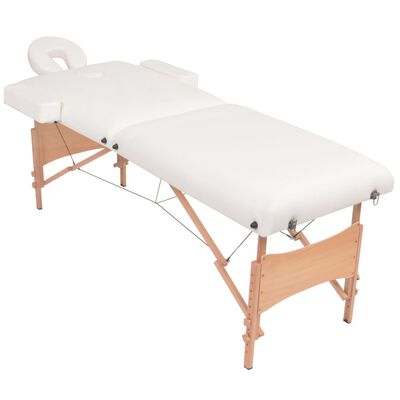 vidaXL Сгъваема масажна кушетка с 2 зони и столче, 10 см пълнеж, бяла