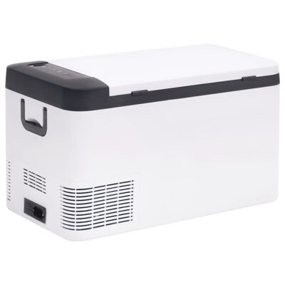 vidaXL Хладилна кутия с дръжка и адаптер черно и бяло 18 л PP и PE