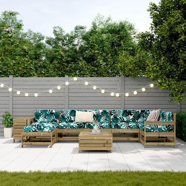 vidaXL Градински комплект диван от 9 части, импрегниран бор