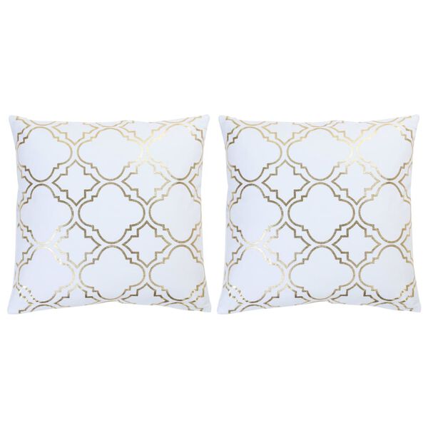 vidaXL Възглавници, 2 бр, принт фолио, бяло-златисти, 40x40 см, памук