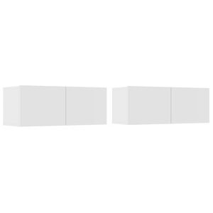 vidaXL ТВ шкафове, 2 бр, бели, 80x30x30 см, инженерно дърво