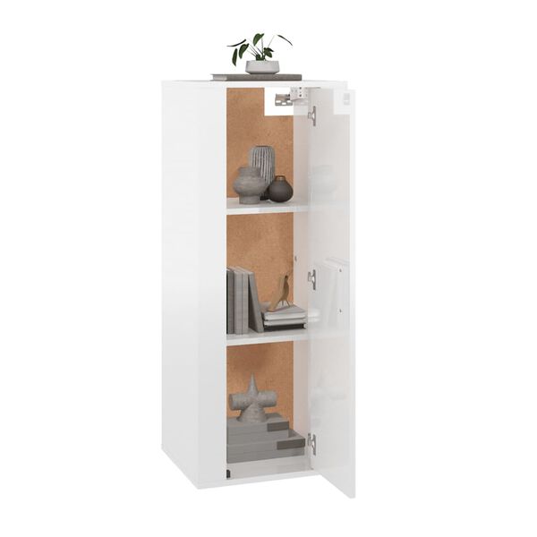 vidaXL ТВ шкаф за стенен монтаж, бял гланц, 40x34,5x100 см