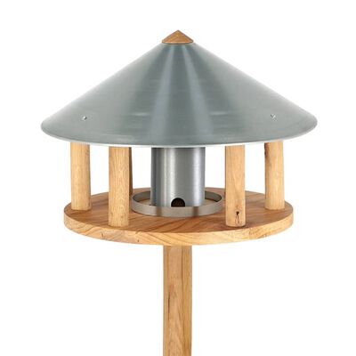 Esschert Design Маса за птици с дизайн със силоз и кръгъл покрив, цинк