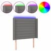 vidaXL LED горна табла за легло, тъмносива, 103x16x118/128 см, плат