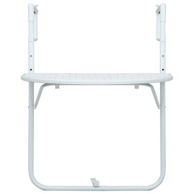 vidaXL Окачена балконска маса, бяла, 60x64x83,5 см, пластмасов ратан