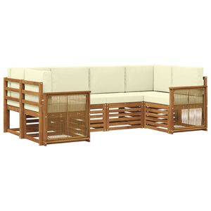 vidaXL Комплект секционен диван с възглавница 5 pcs Натурален и Крема