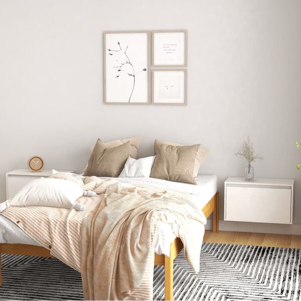 vidaXL Стенни шкафове, 2 бр, бели, 60x30x35 см, бор масив