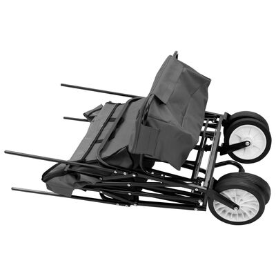 vidaXL Сгъваема ръчна количка с покривало, стомана, сива