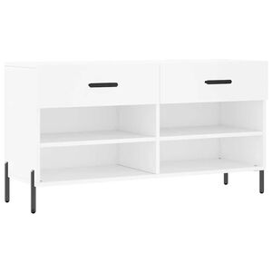 vidaXL Пейка за обувки, бяла, 102x35x55 см, инженерно дърво