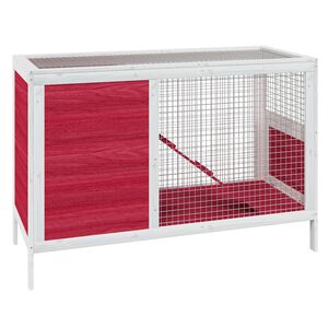 vidaXL Клетка за зайци червена 103x44x69,5 см борово дърво масив
